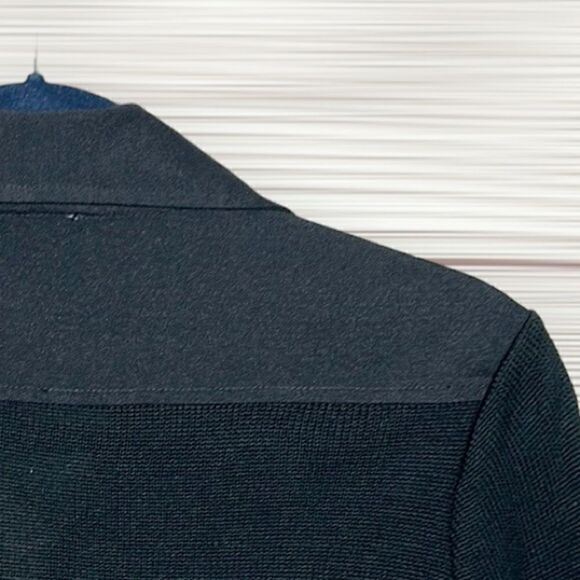 ELLA MOSS Black Lightweight Fringed Moto Jacket Knit Sleeves and Back size S - Picture 10 of 14